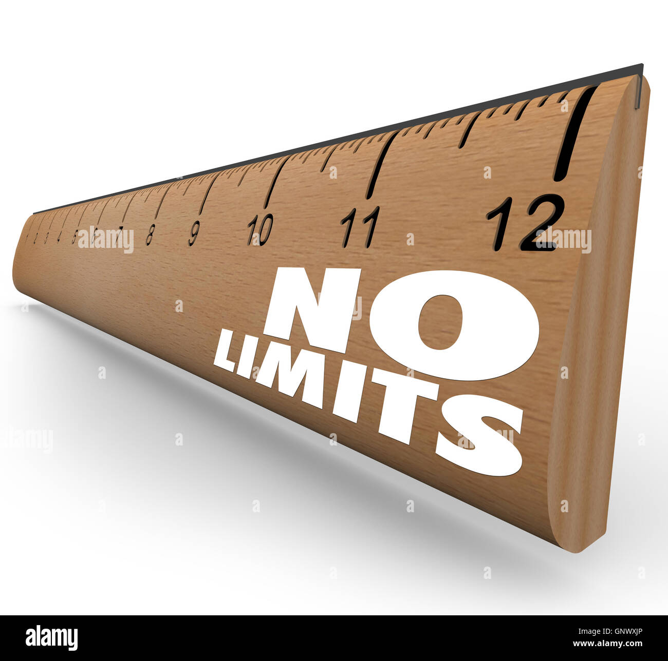 No Limits Words on Ruler Unlimited Potential Stock Photo