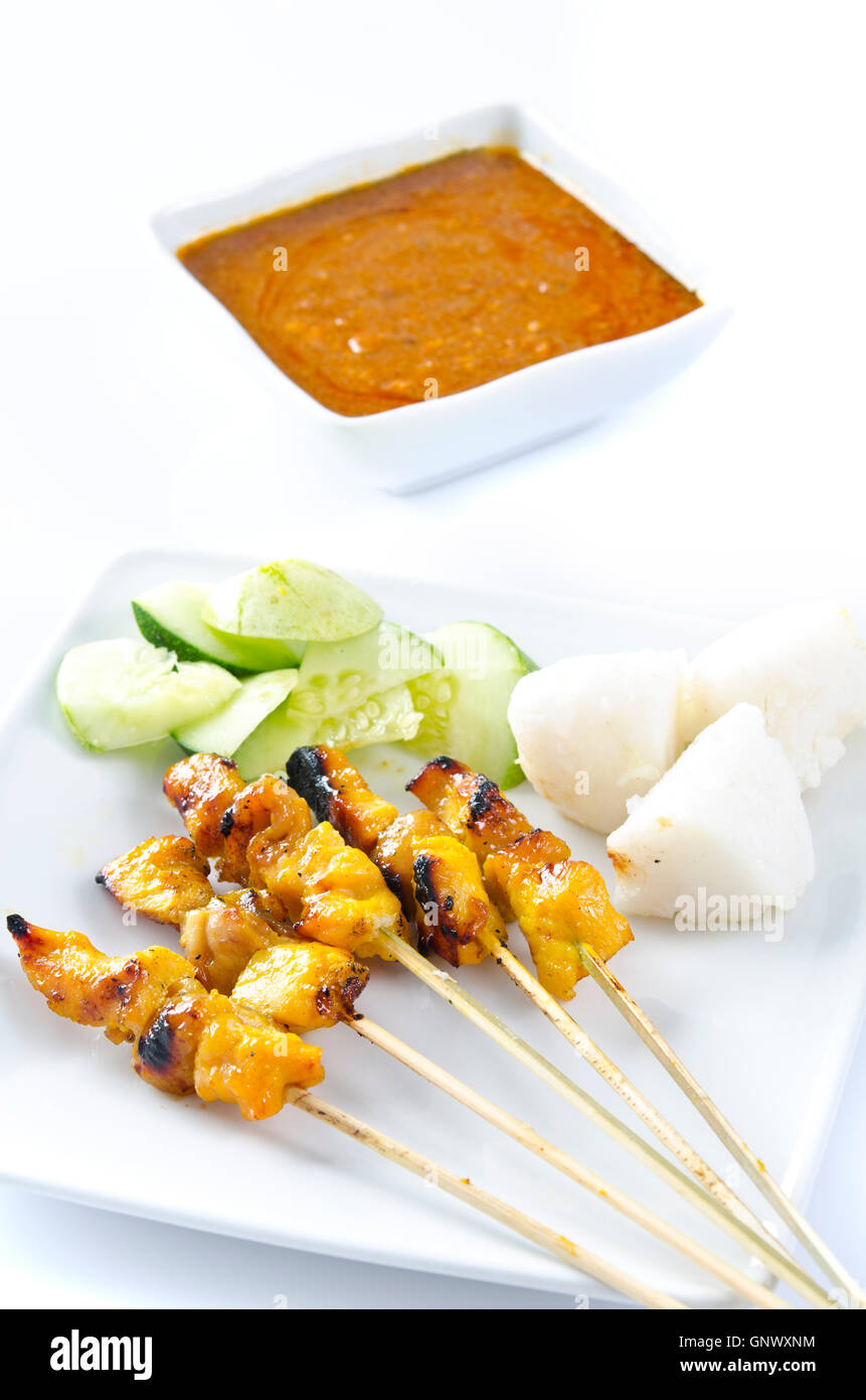 Delicious Asian Cuisine Chicken Satay Stock Photo Alamy