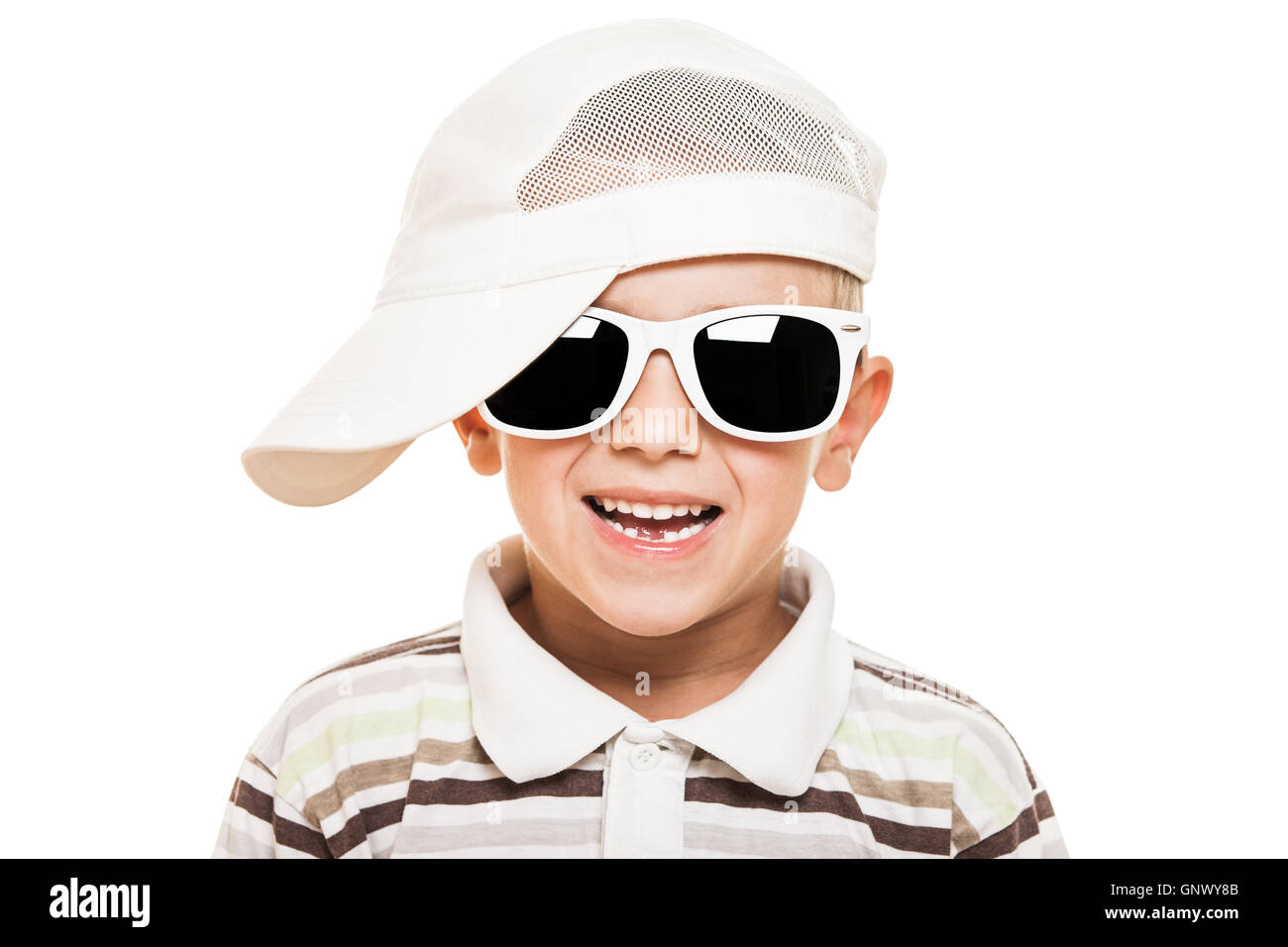 Smiling child boy in sunglasses Stock Photo Alamy