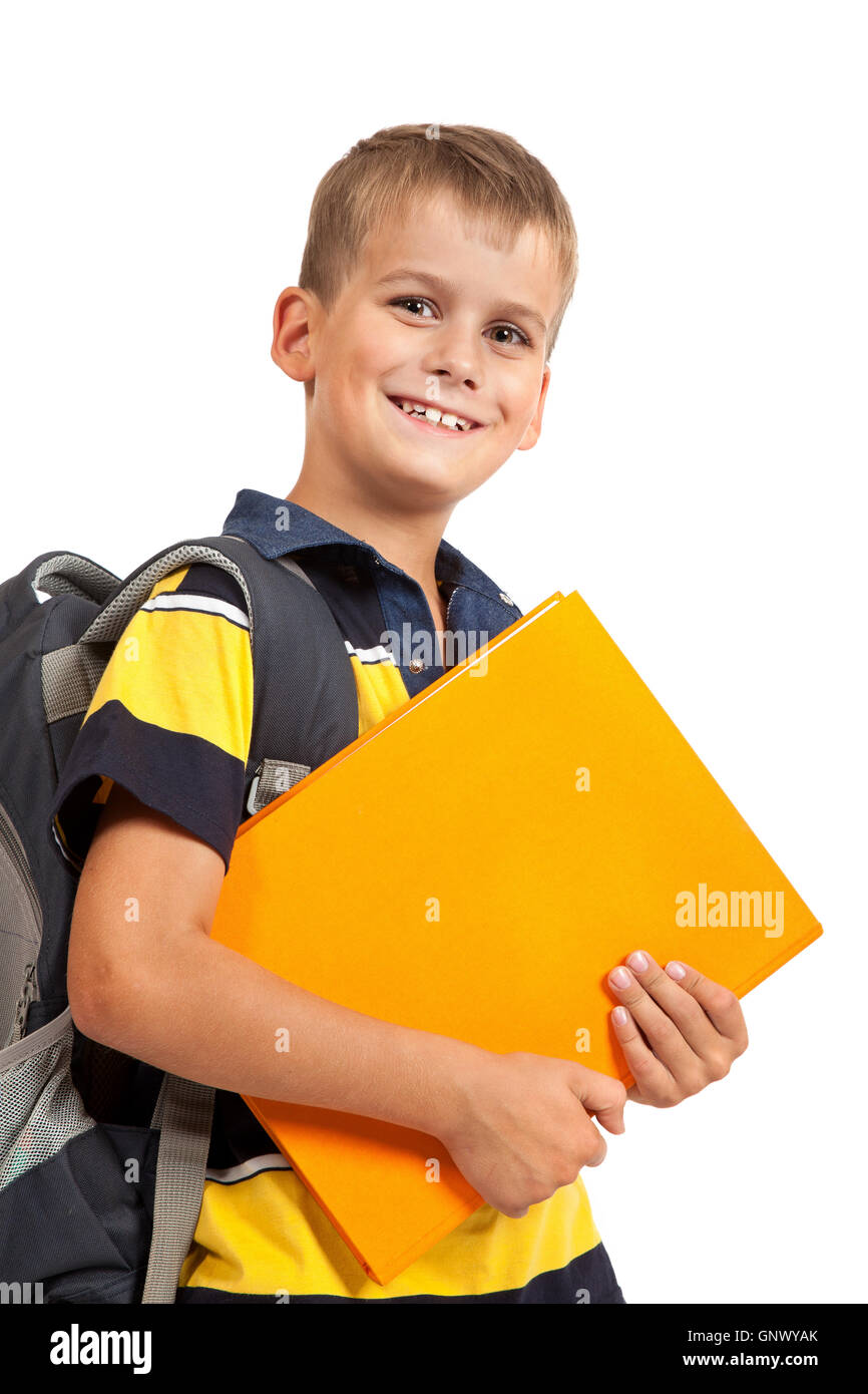 Boy holding books. Back to school Stock Photo - Alamy
