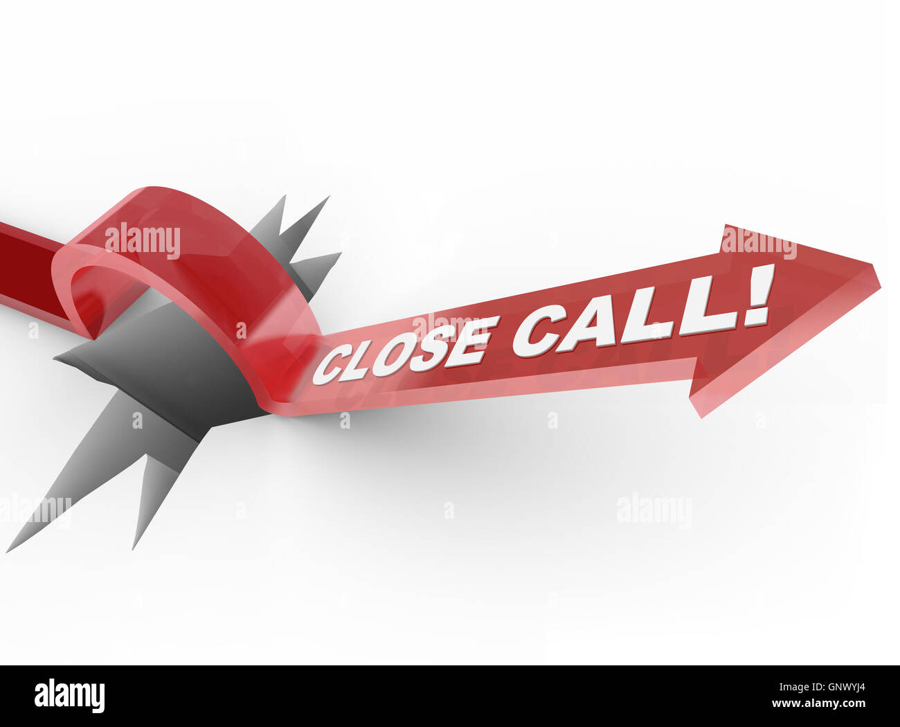 Close Call Arrow Jumping Over Hole Avoiding Risk Stock Photo