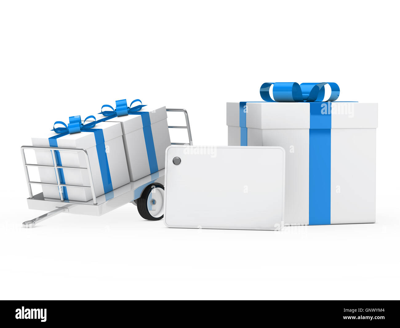 gift boxes blue ribbon Stock Photo Alamy
