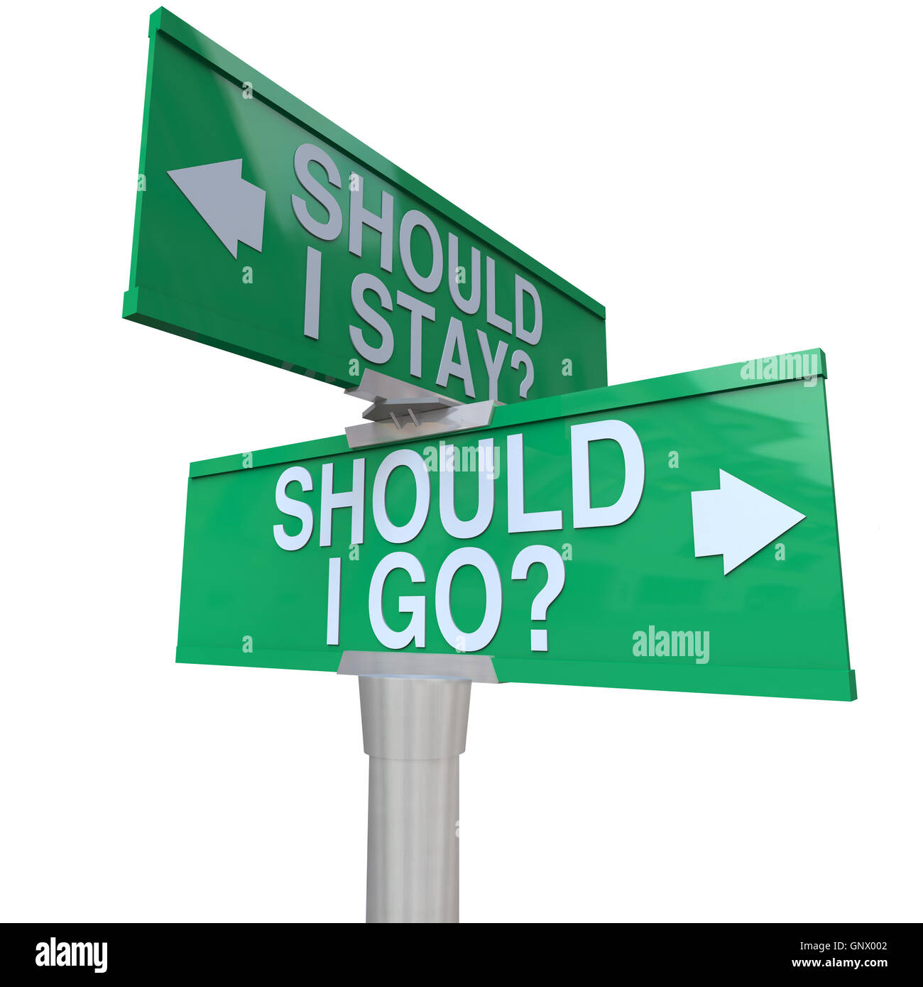 should-i-stay-or-go-two-way-road-signs-make-decision-stock-photo-alamy