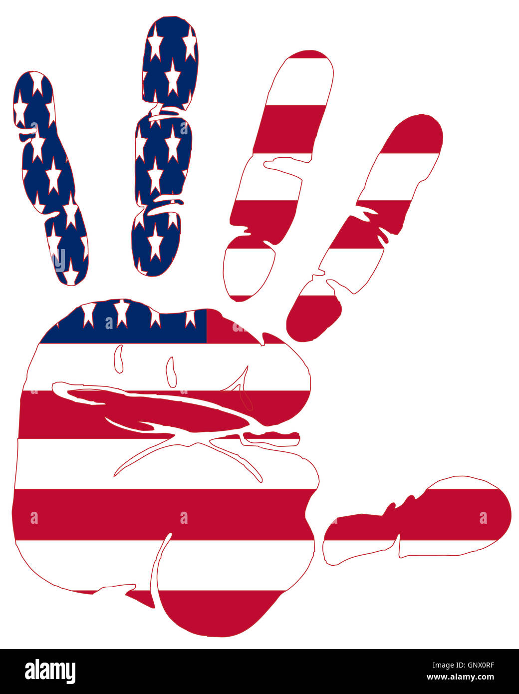 Hand print of American flag colors Stock Photo Alamy