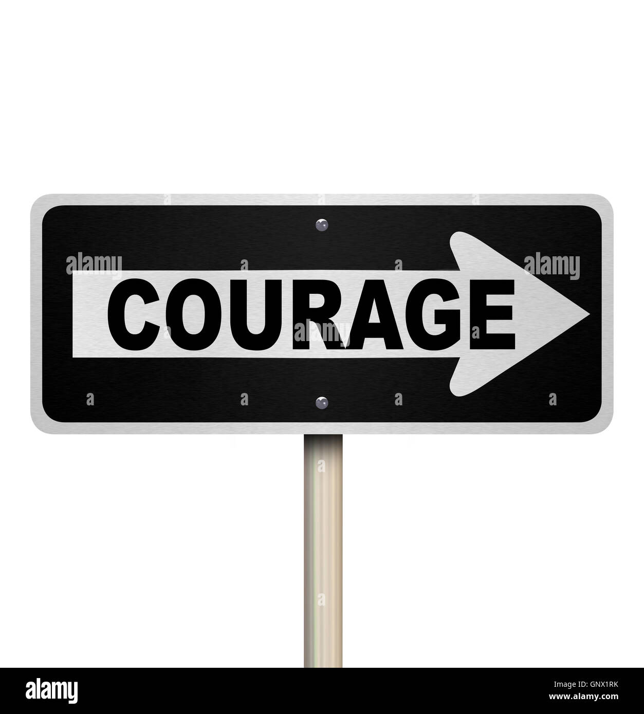Couarage Word One Way Street Road Sign Bravery Stock Photo