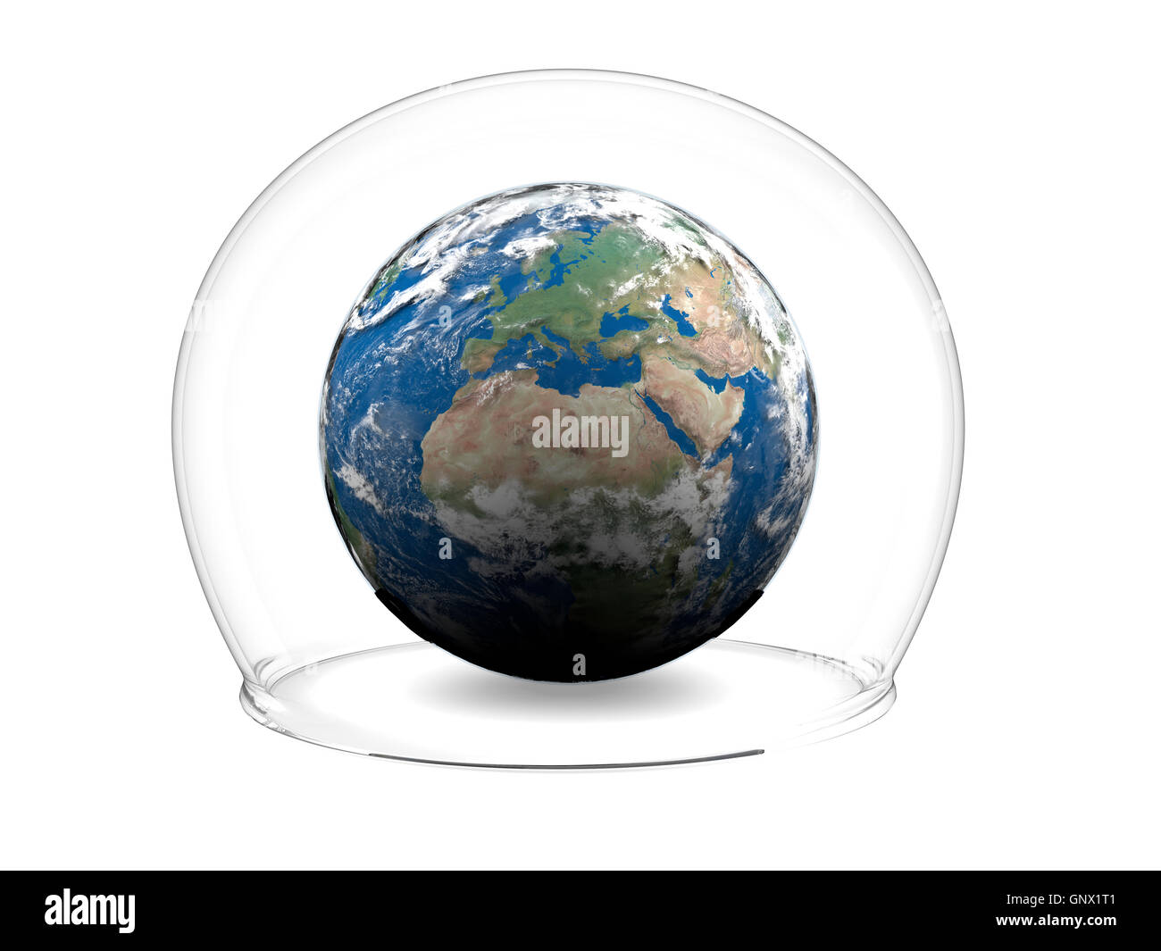 Earth inside glass bowl Stock Photo