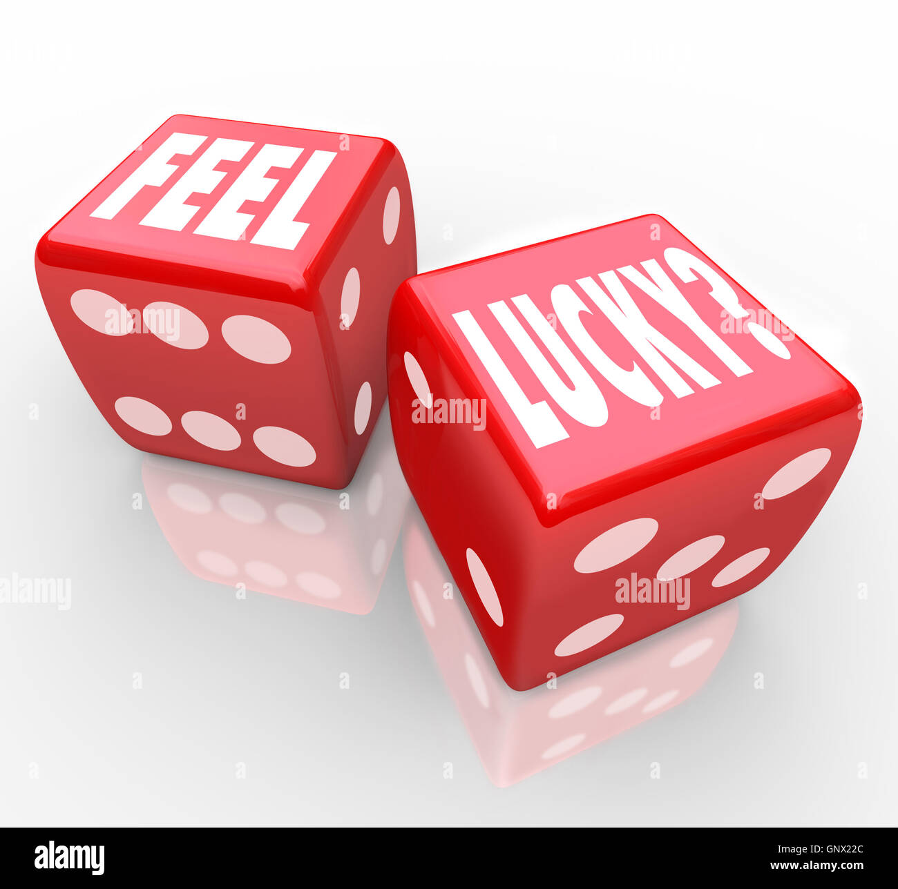 Feel Lucky Question on Dice Winning Confidence Stock Photo
