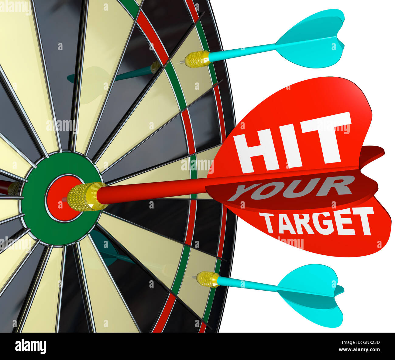 Hit Your Target Dart on Dartboard Achieve Success Stock Photo Alamy