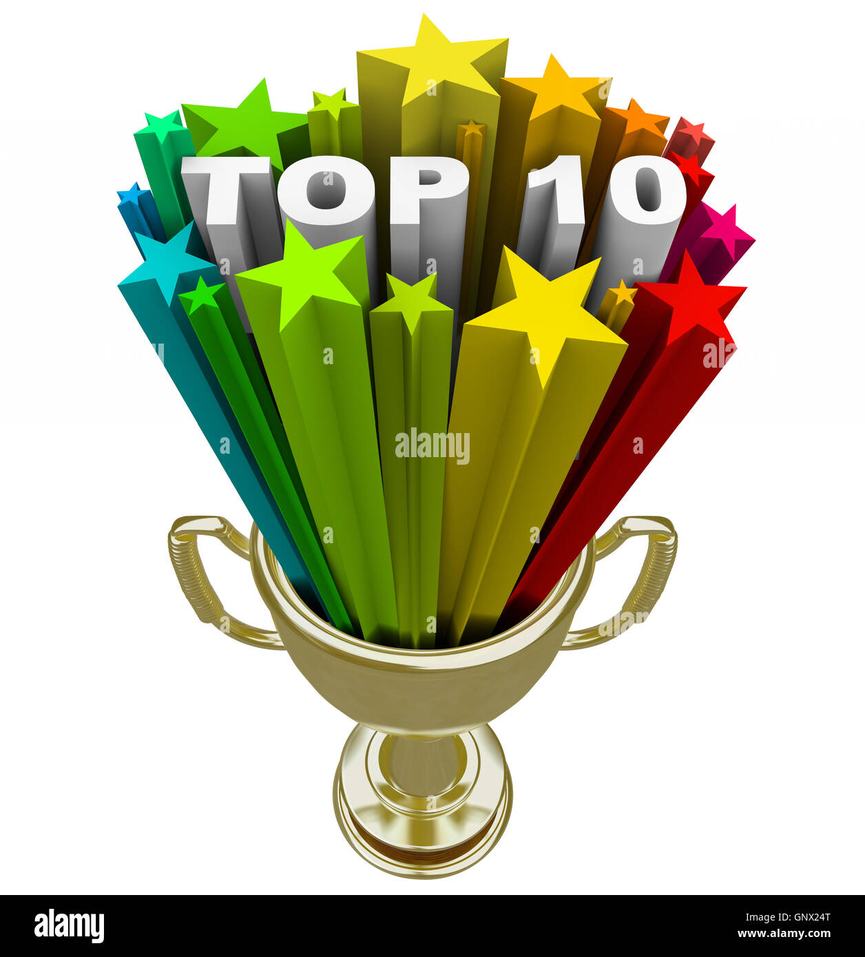 Top Ten Ranking List Showing Best Choices and Quality Stock Photo