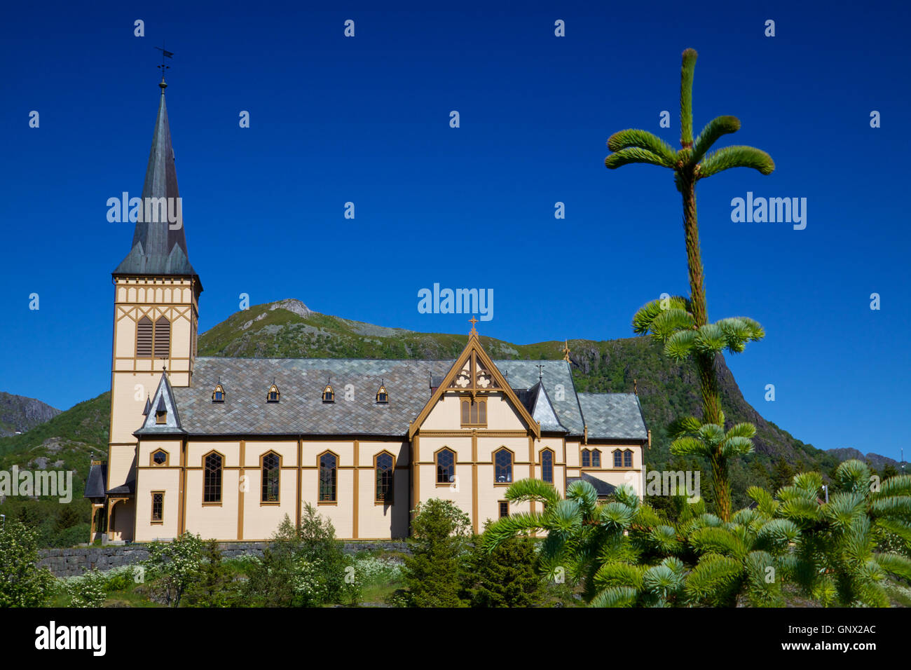 Picturesque Lofoten cathedral Stock Photo