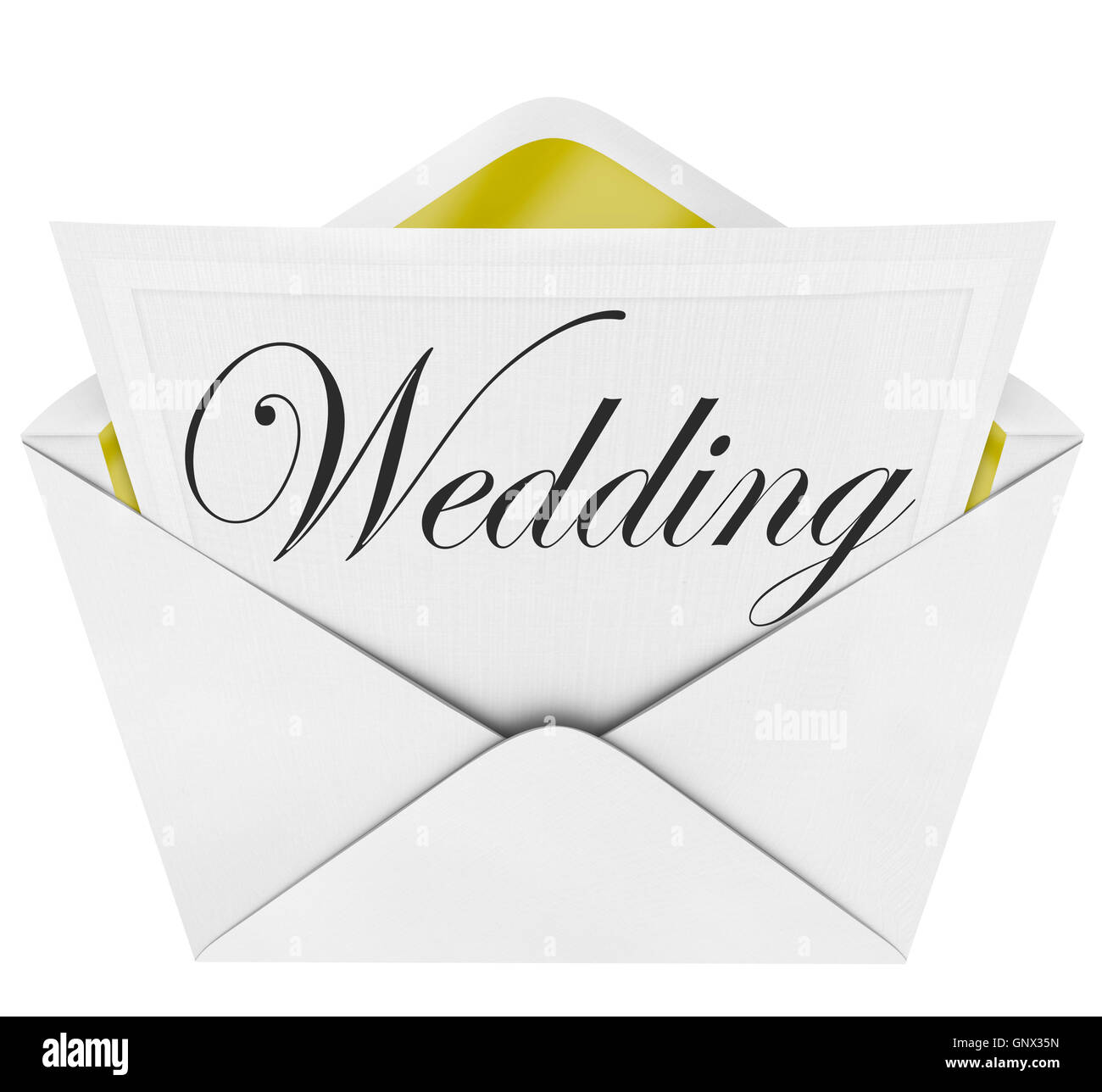 Wedding Invitation and Open Envelope Party Celebration Stock Photo