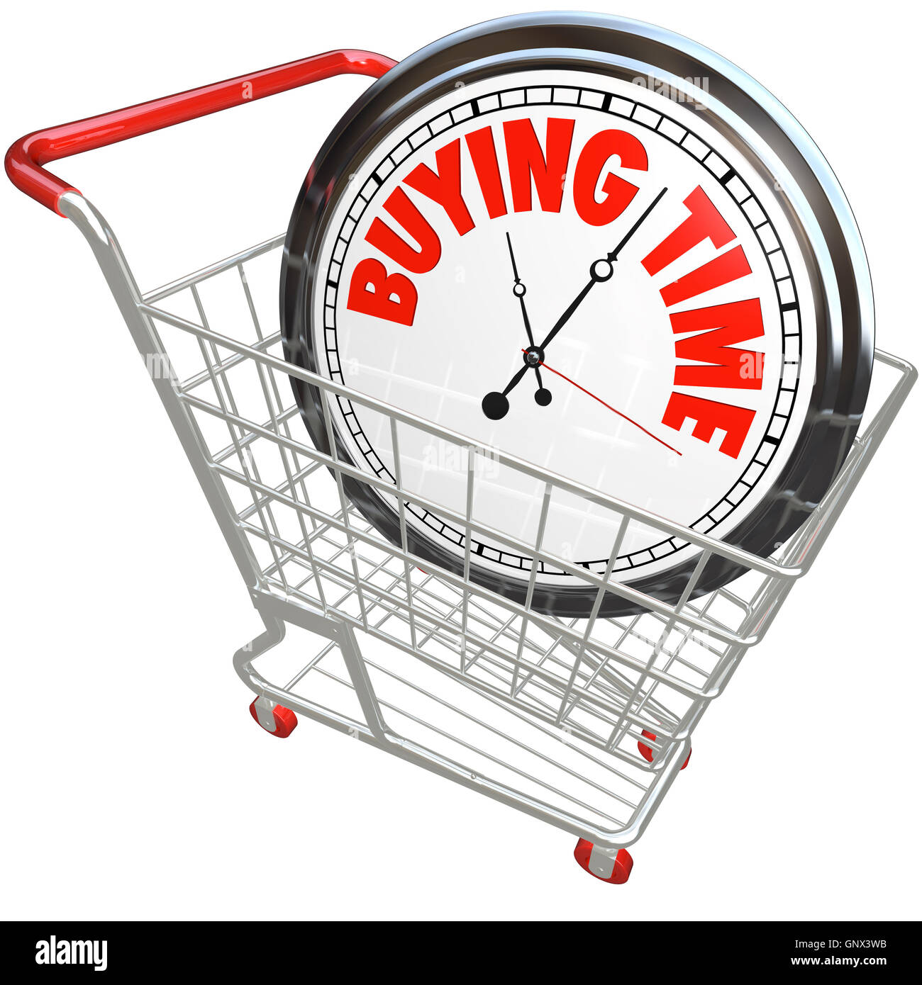 Buying Time Clock in Shopping Cart Saving Stock Photo