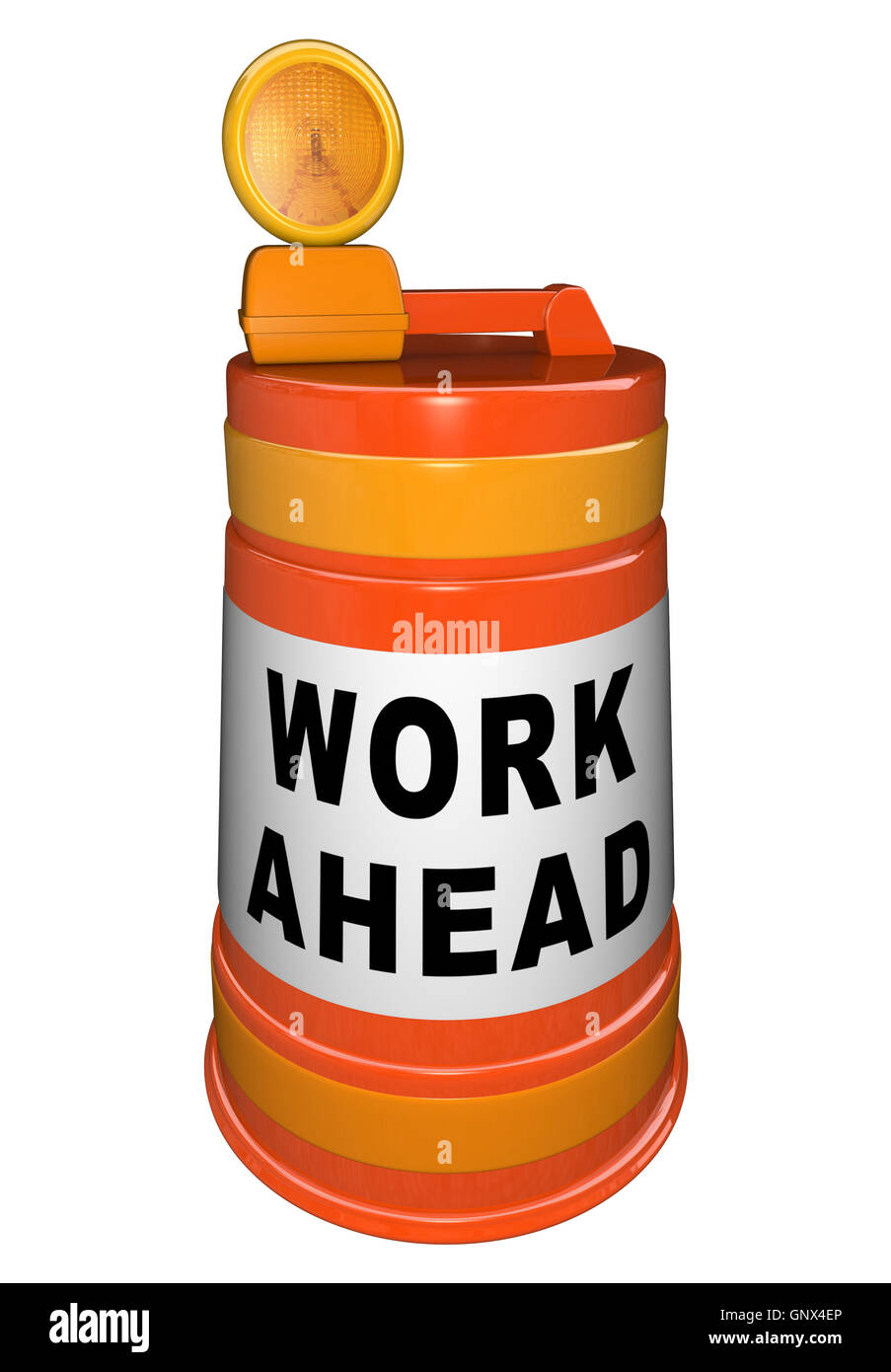 Work Ahead Construction Orange Traffic Barrel Stock Photo - Alamy