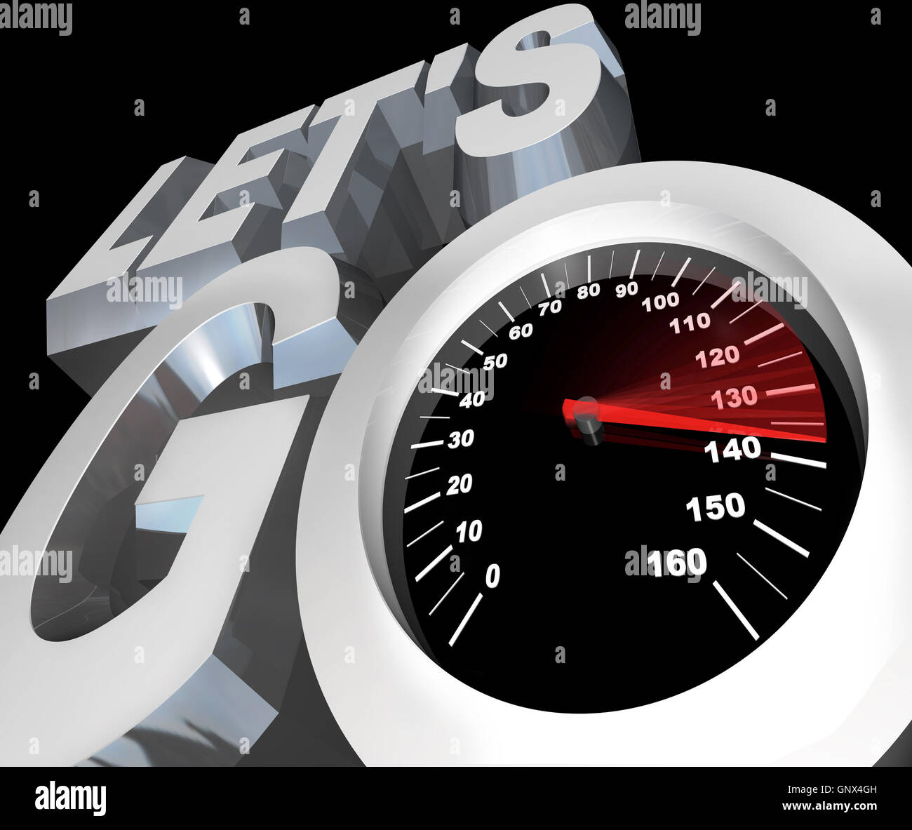 Let's Go Speedometer Excited Ready to Begin Start Stock Photo