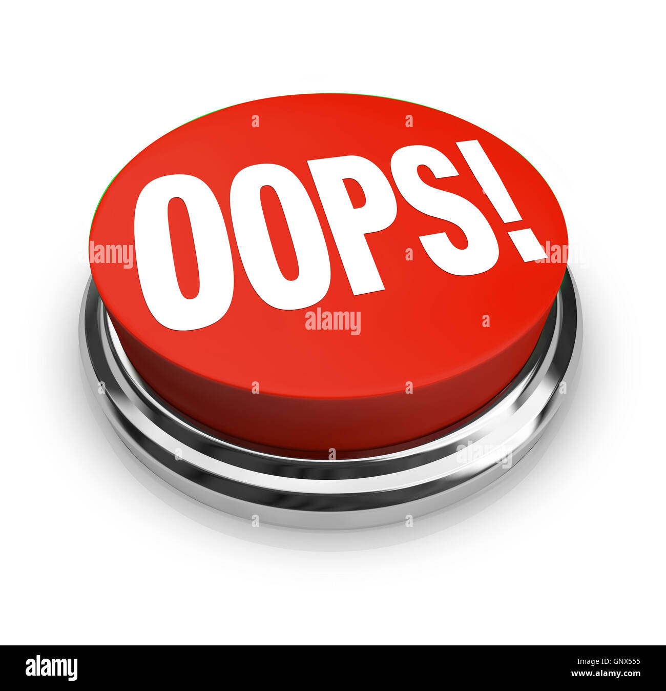 Oops Word on Big Red Button Correct Mistake Stock Photo