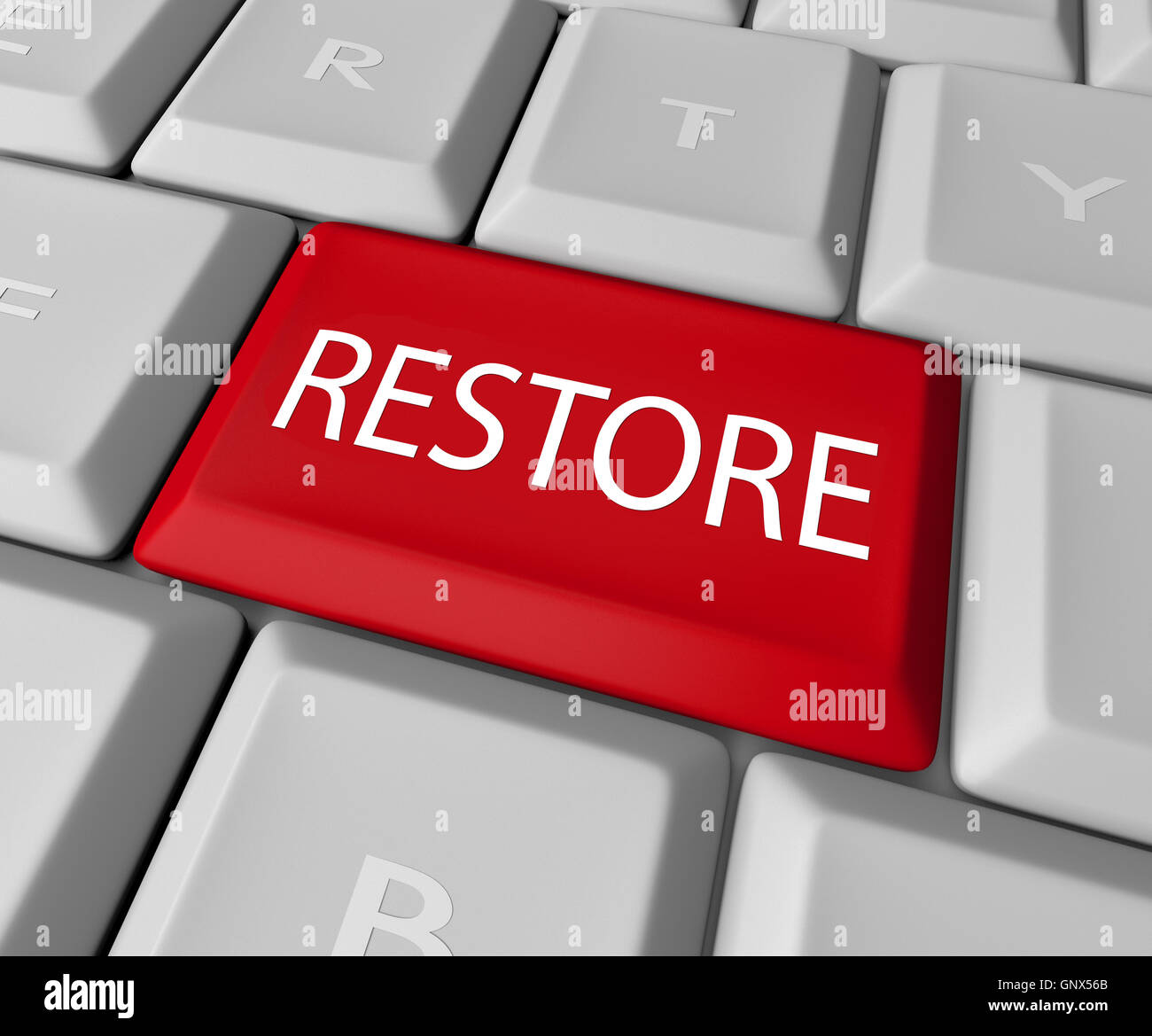 Restore Key on Computer Keyboard  - Save or Salvage Rescue Stock Photo