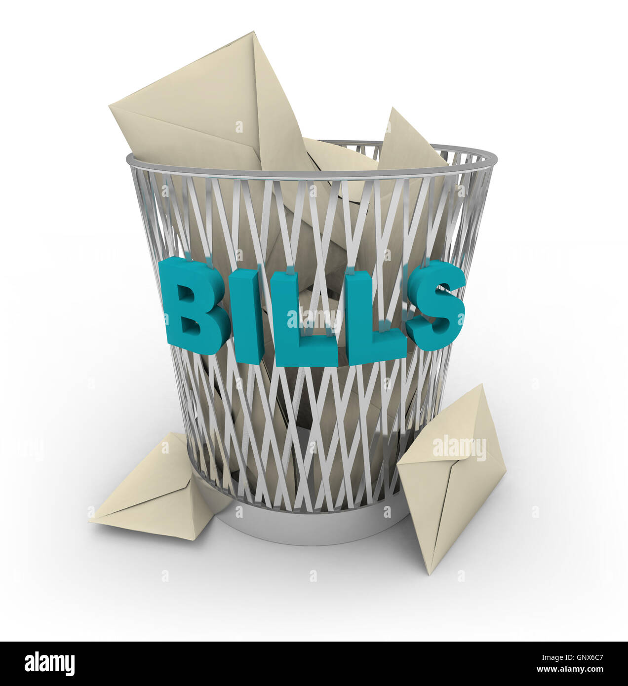 Trash Can for Bills Stock Photo