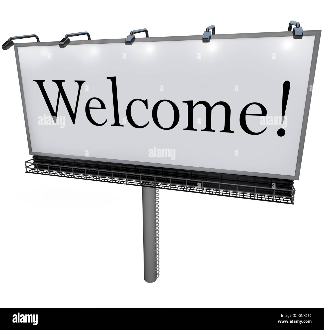 Welcome Word on Billboard Greeting to New Place Stock Photo