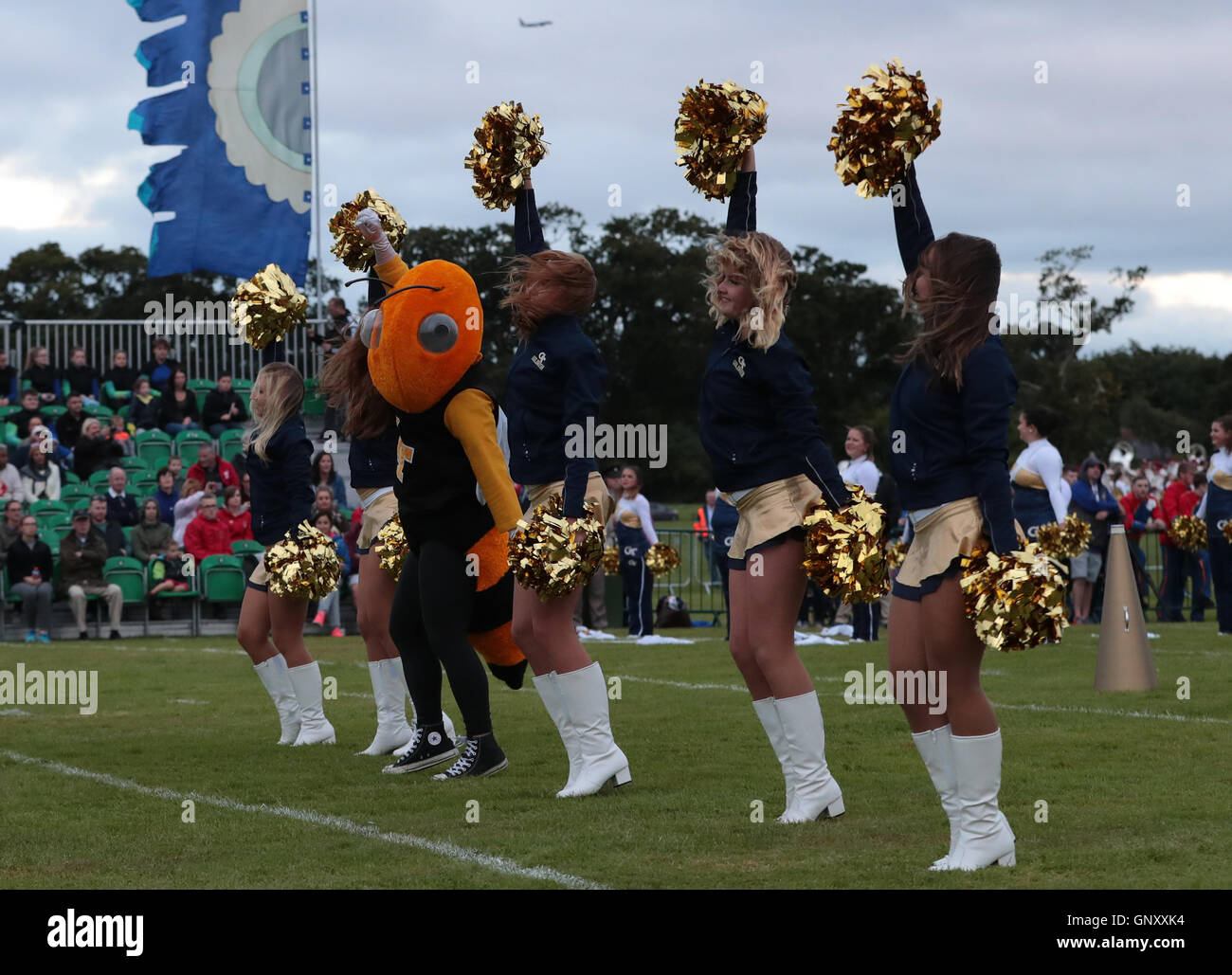 Dublin, Ireland. 01st Sep, 2016. Aer Lingus American College Football tournament. The Marching bands of Boston College and Georgia Tech. Georgia Tech cheerleaders and mascot Buzz. © Action Plus Sports/Alamy Live News Stock Photo