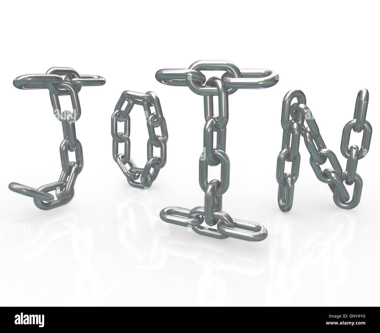 Join Word in Chain Links Joining Group Locked In Stock Photo Alamy