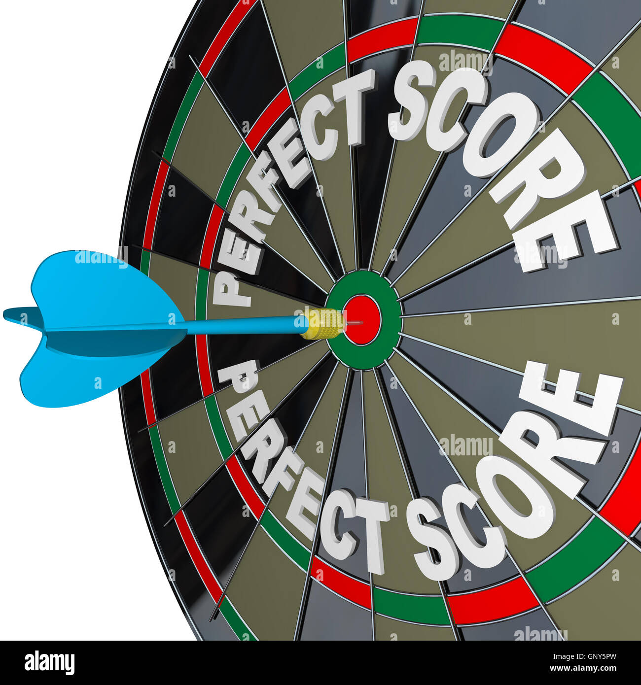 Perfect Score Words Dart on Dartboard Winner Stock Photo
