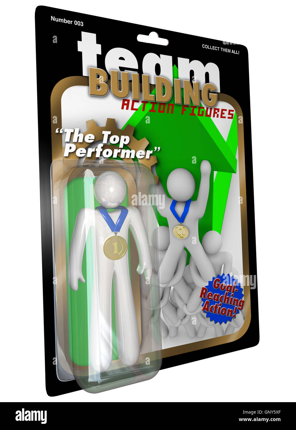 Top Performer Employee Action Figure Man in Package Stock Photo