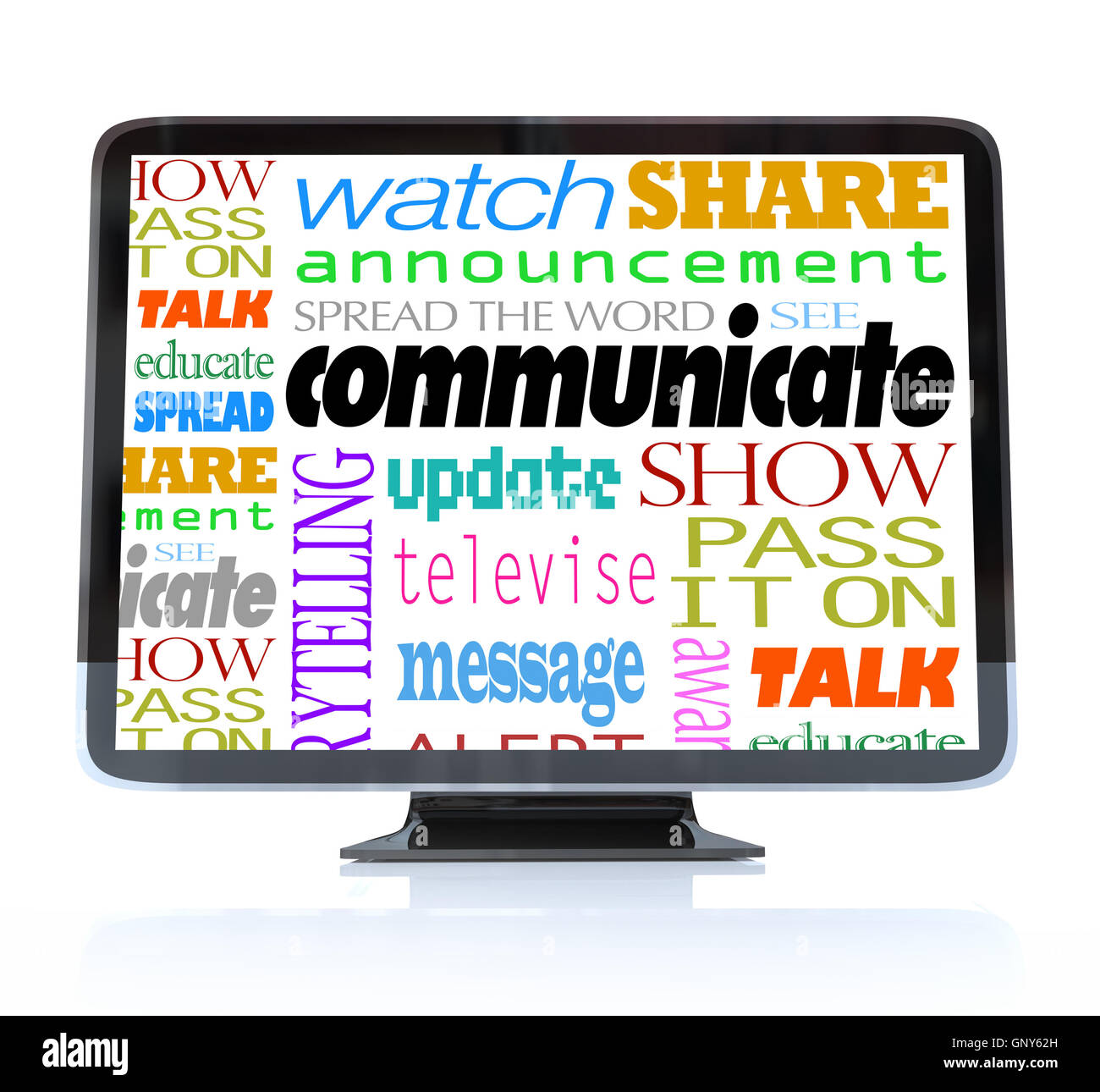 Communicate Words on High Definition Television HDTV Stock Photo