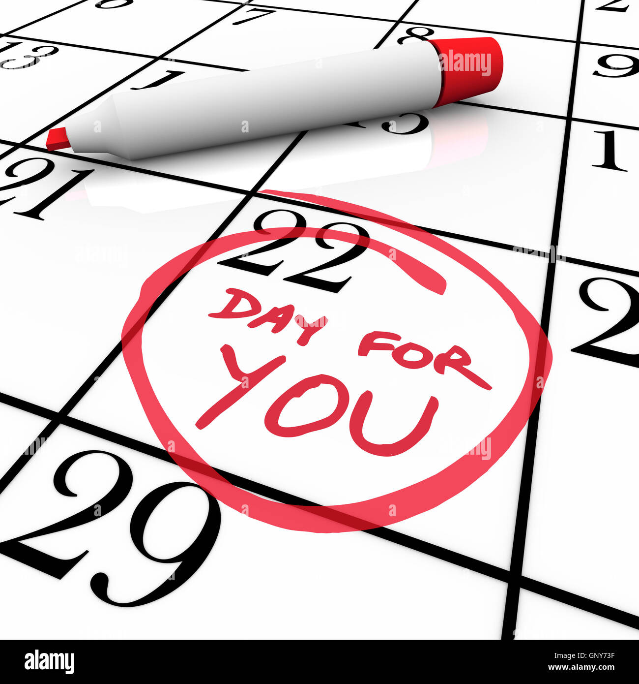 Calendar - Day For You Treat Yourself Indulge and Relax Stock Photo