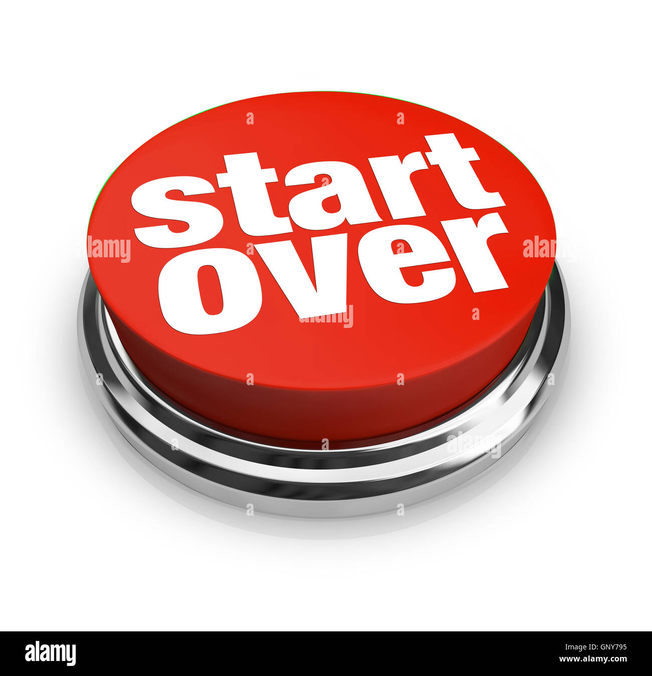 Start Over Renewal Restart Round Red Button Stock Photo