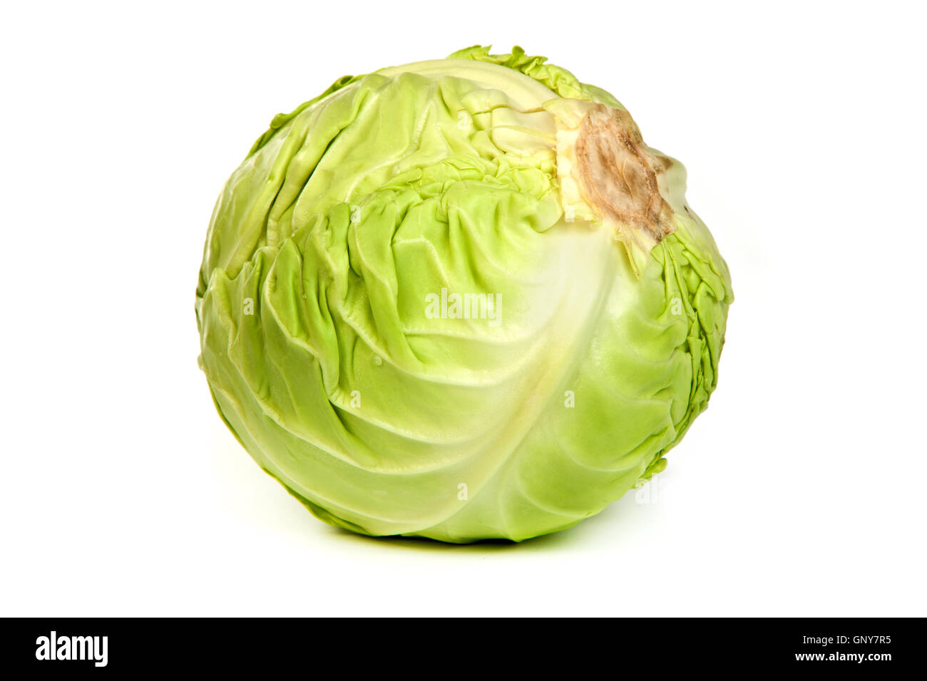 Green cabbage isolated on white Stock Photo
