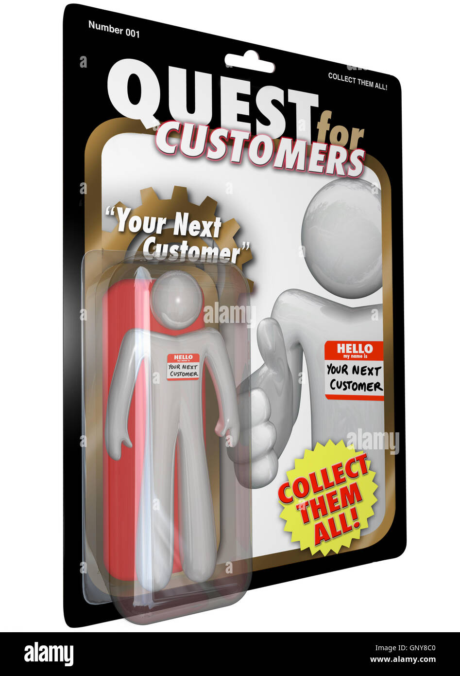 Quest for Customers Action Figure Sales Success Stock Photo