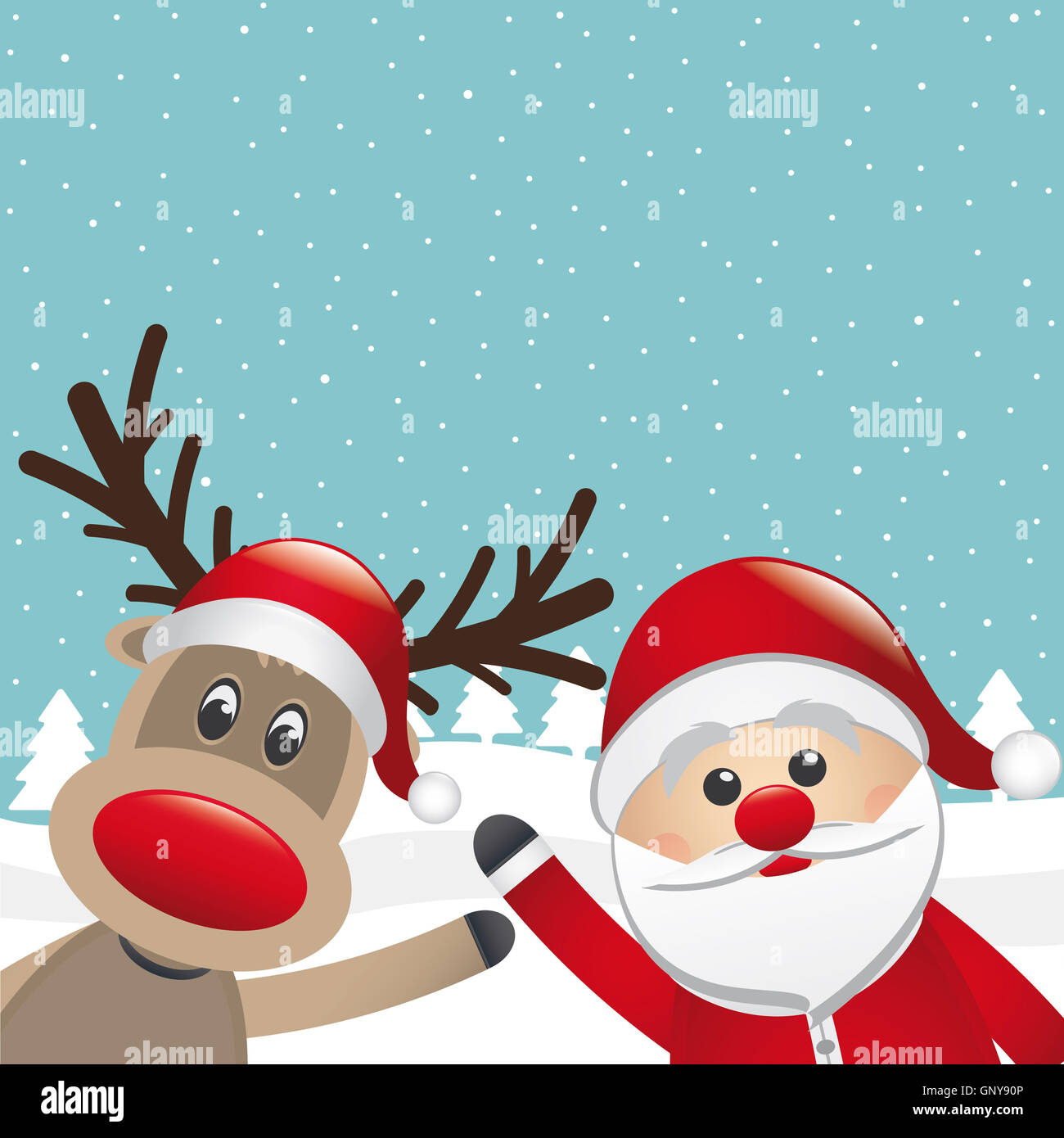 reindeer and santa claus Stock Photo