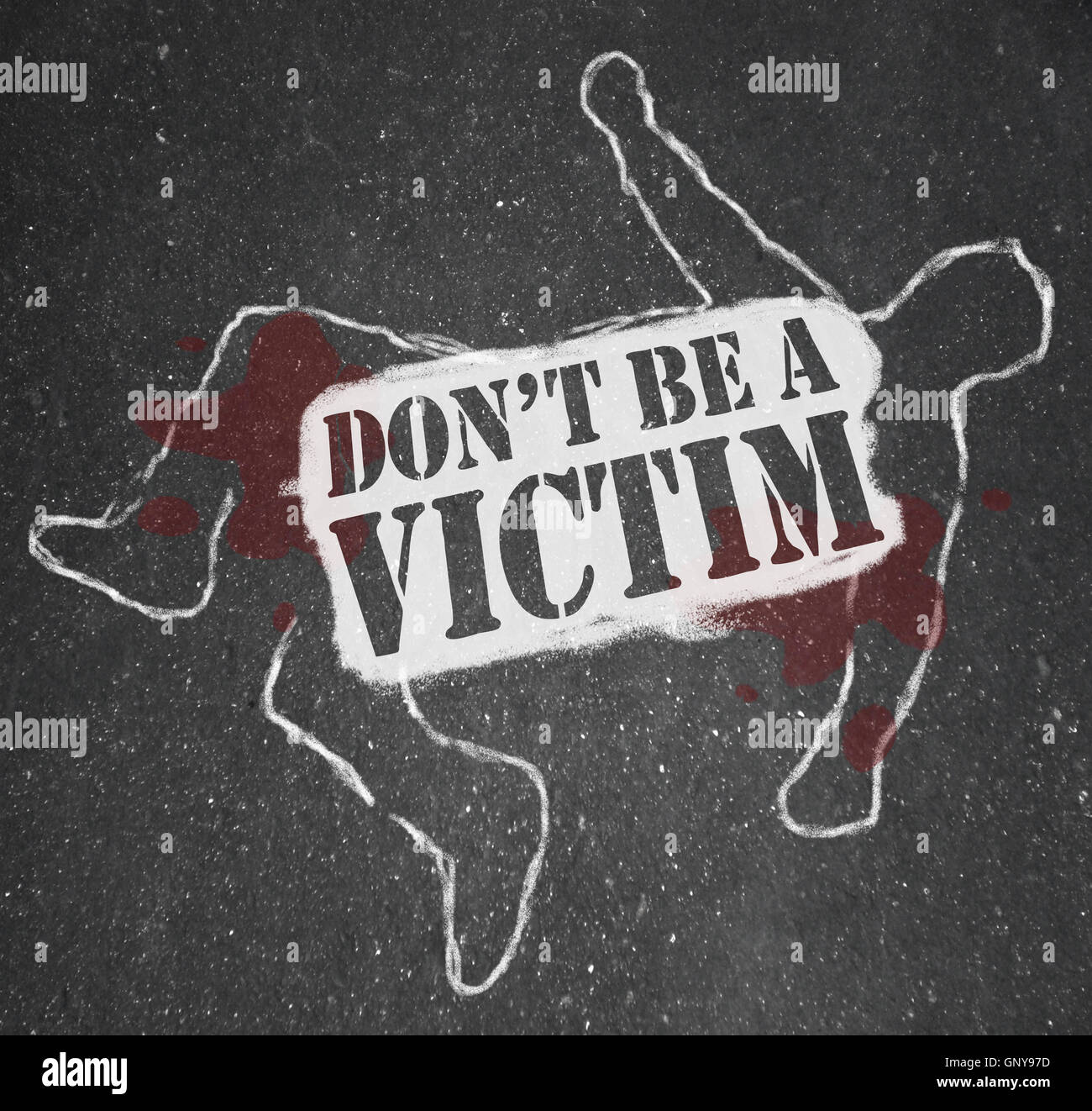 Don't Be a Victim Chalk Outline Crime Prevention Stock Photo