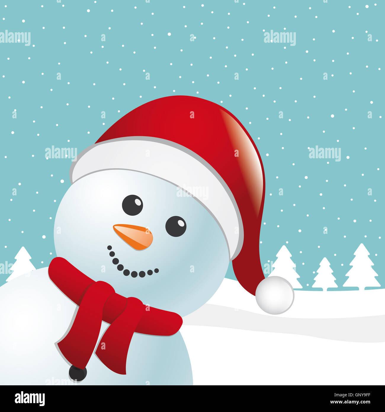 snowman scarf and santa claus hat Stock Photo