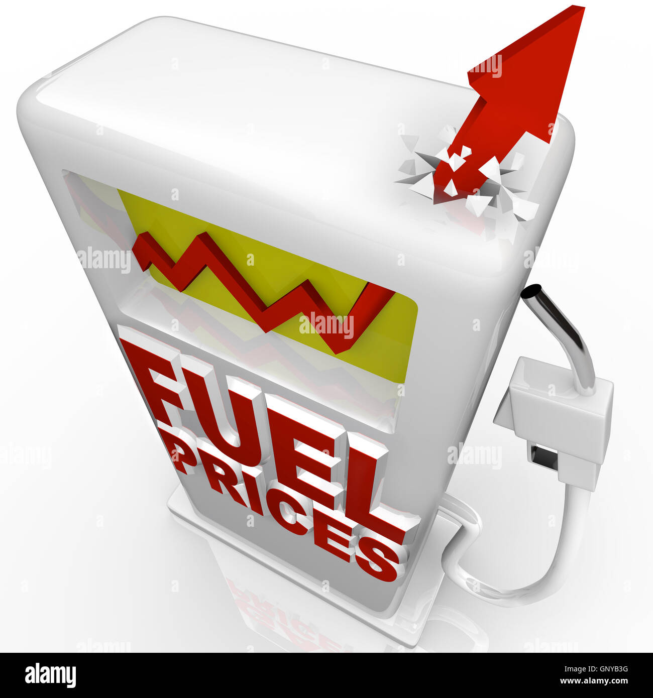Gas Prices - Arrow Rising at Gasoline Pump Stock Photo