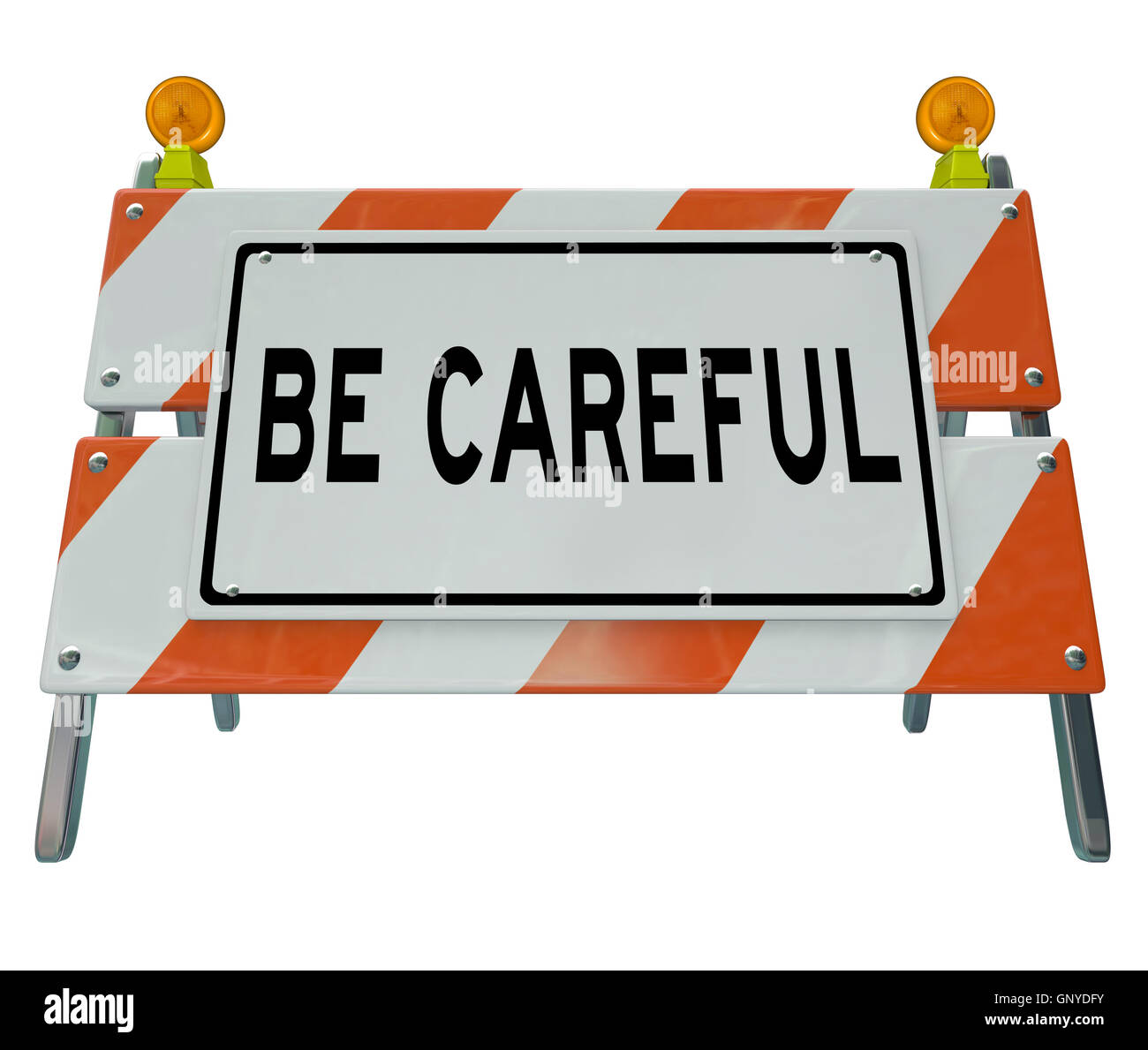 Be Careful Barricade Barrier Caution Construction Work Stock Photo