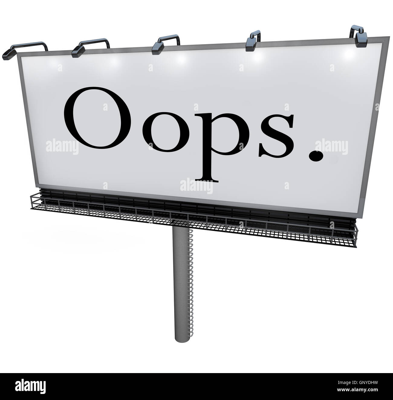 Oops Word on Billboard Public Mistake Embarrassment Stock Photo