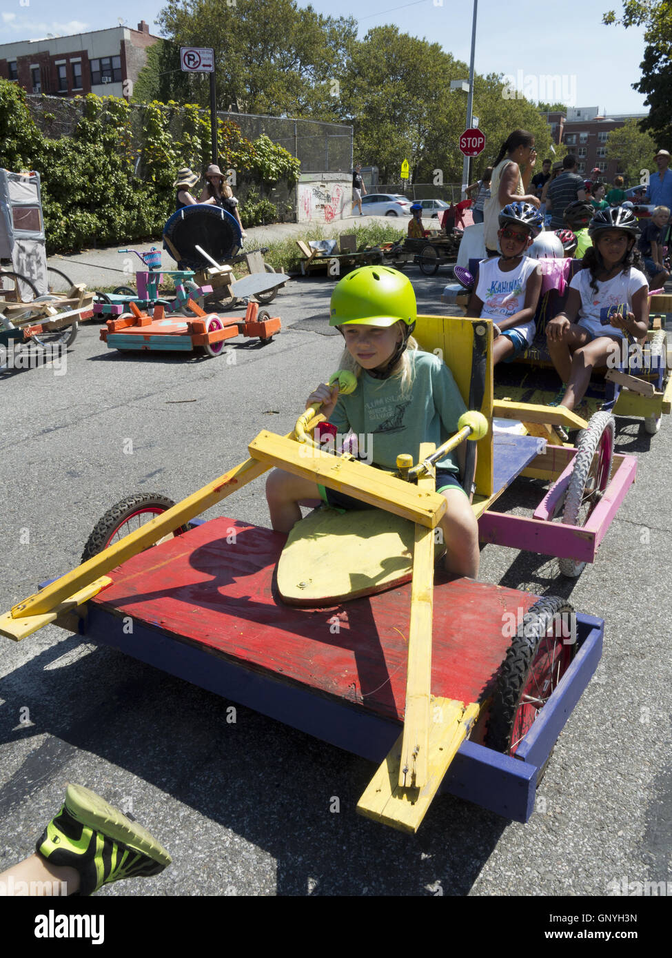 Soap box derby in the Park Slope section of Brooklyn in New York, 2016. Stock Photo