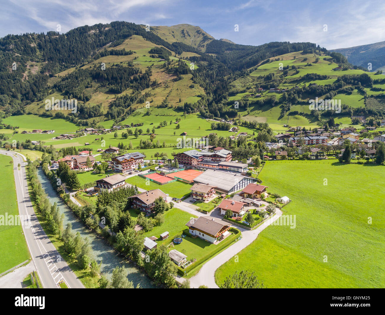 Aerial view, Rauris, Raurisertal valley, Pinzgau region, Salzburger Land, Austria, Europe Stock Photo