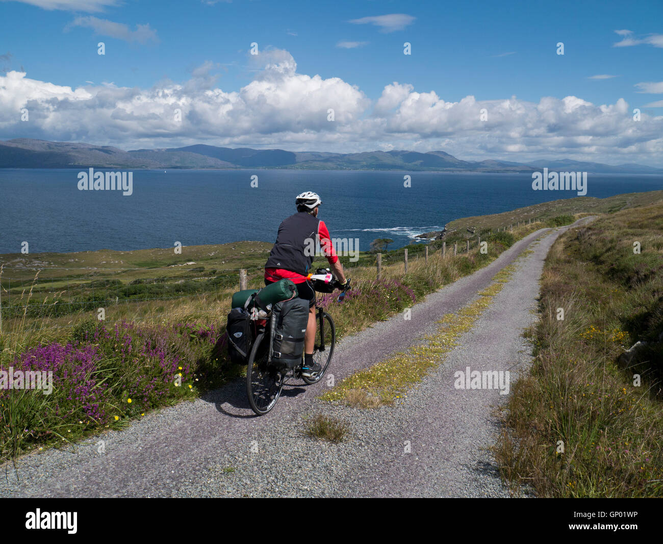 Cycling on Wild Atlantic Way, Ireland Stock Photo