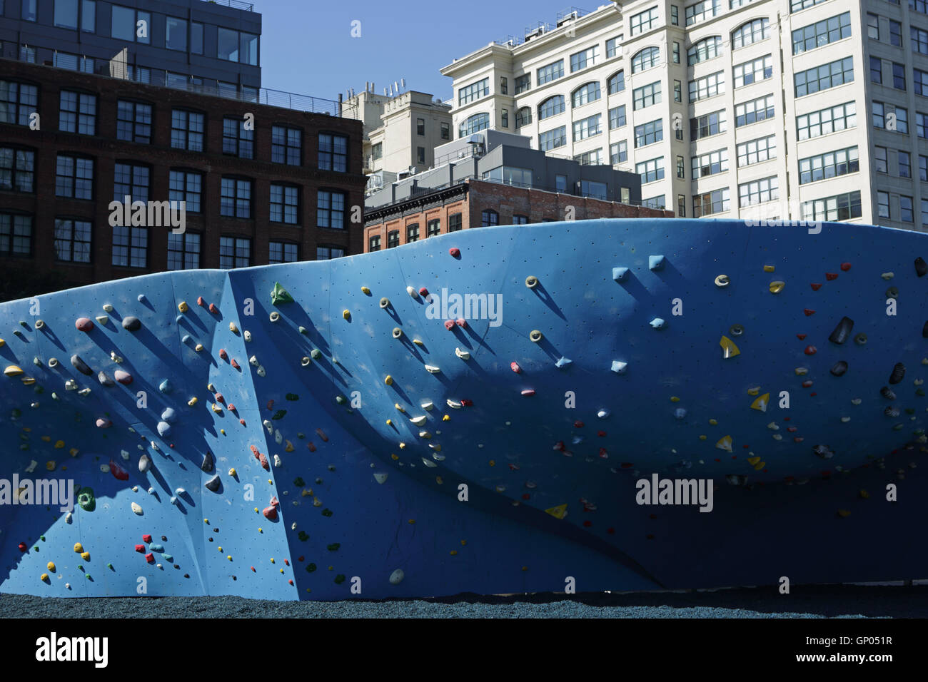 DUMBO Boulders, a climbing wall under the Manhattan Bridge in DUMBO