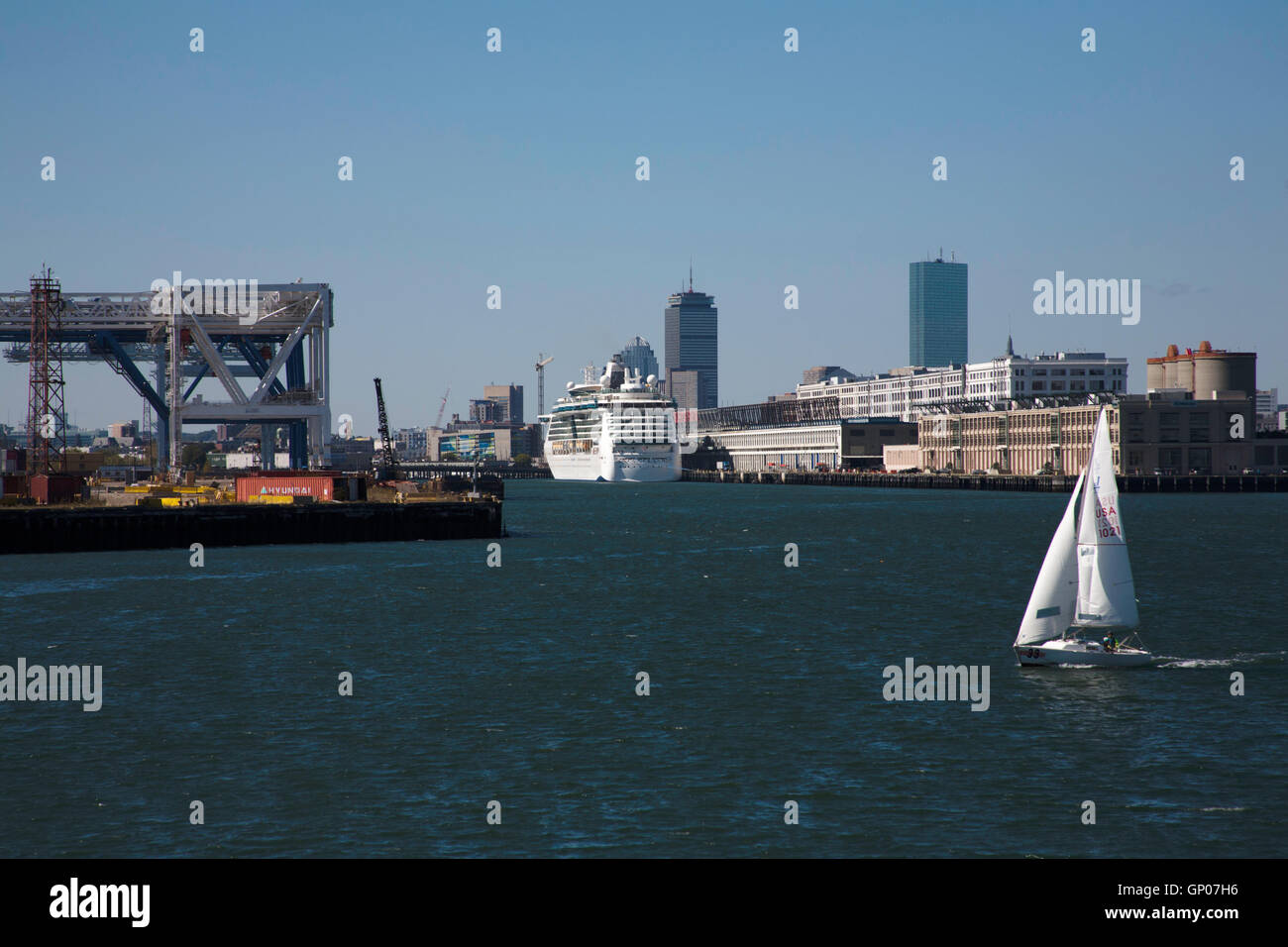 Yacht sailing around Boston harbor and islands an area of Massachusetts