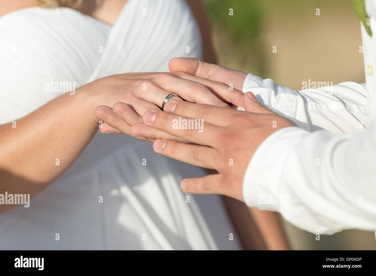 wedding ring decorated with diamonds. Stock Photo