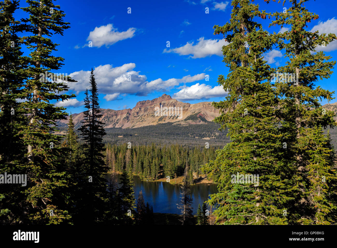This is a view of Hayden Peak and Moosehorn Lake in the Uinta Mountains