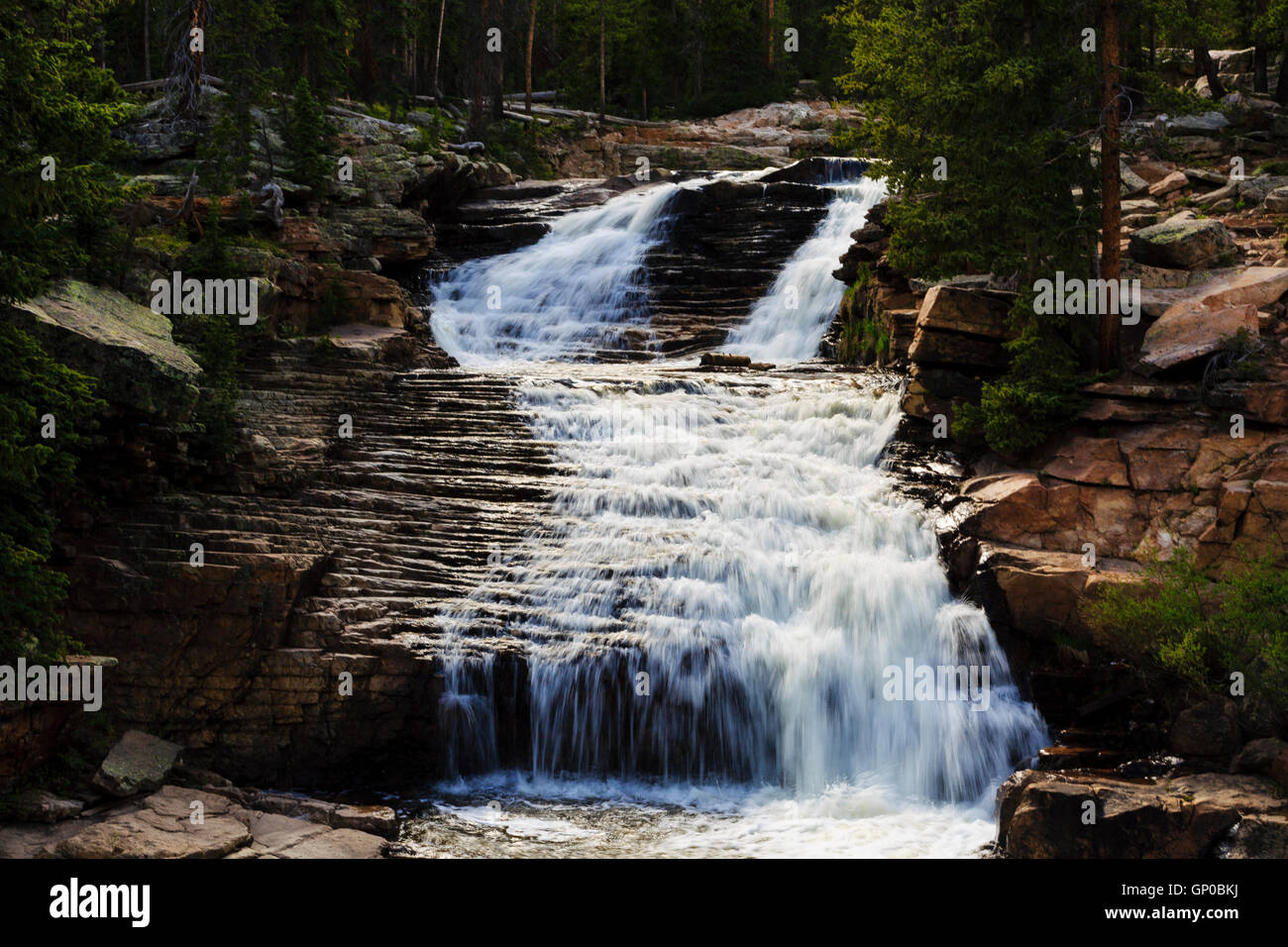 Provo River Falls Overlook, Mirror Lake Scenic Byway, Uinta-Wasatch-Cache National Forest Utah Stock Photo