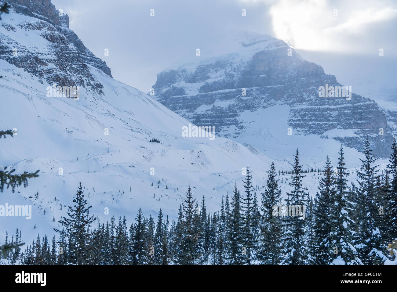 Lake Louise in Banff Park in winter time, Alberta, Canada Stock Photo ...