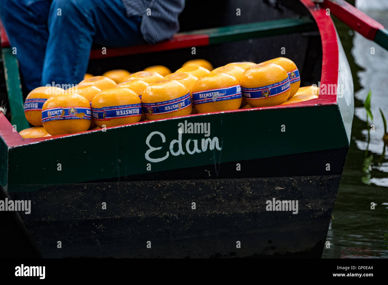 Cheese delivery by boat, Edam cheese market, Edam, Netherlands Stock