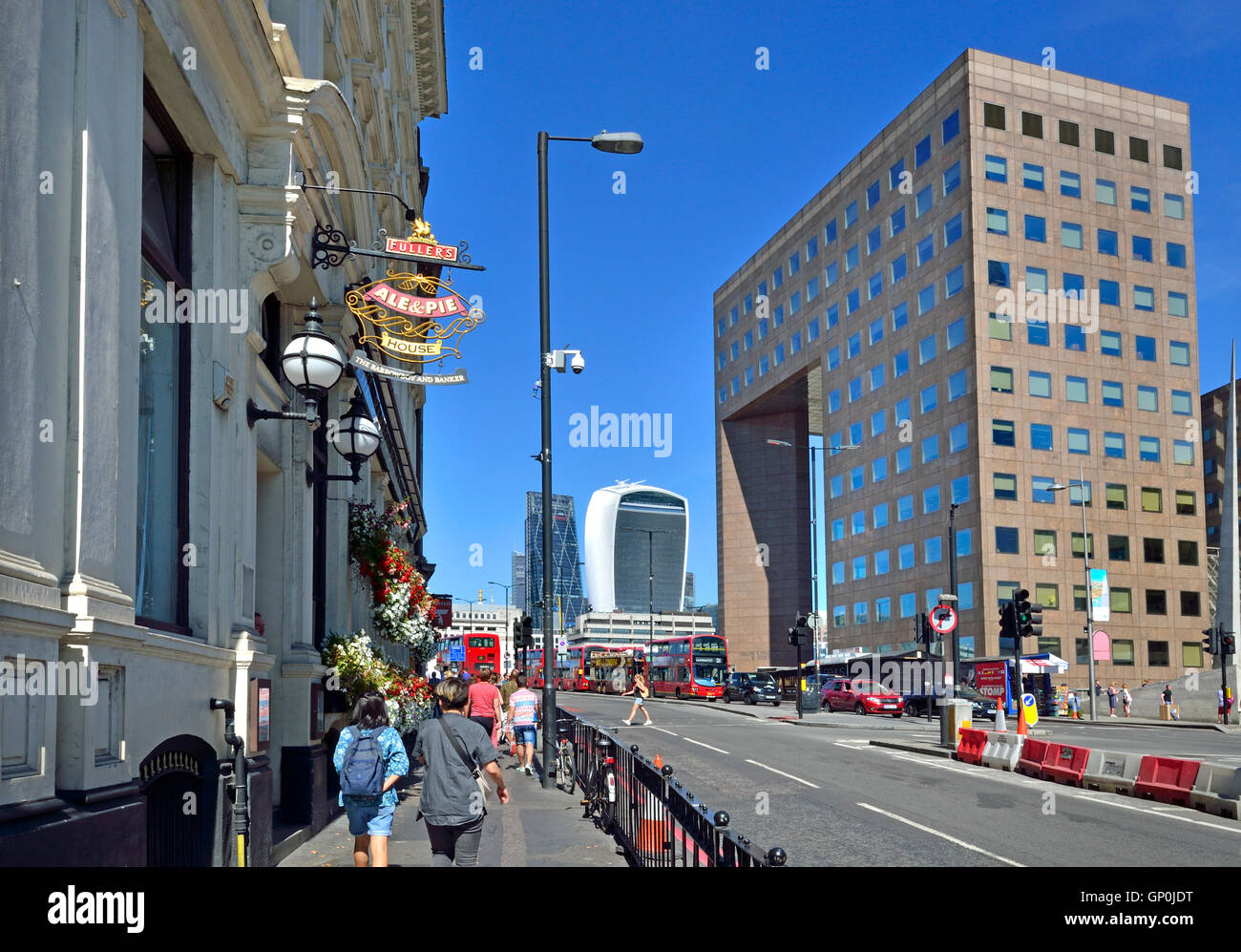 London, England, UK. No1 London Bridge office building (right). 20 Fenchurch Street - 'Walkie Talkie' building across the river Stock Photo