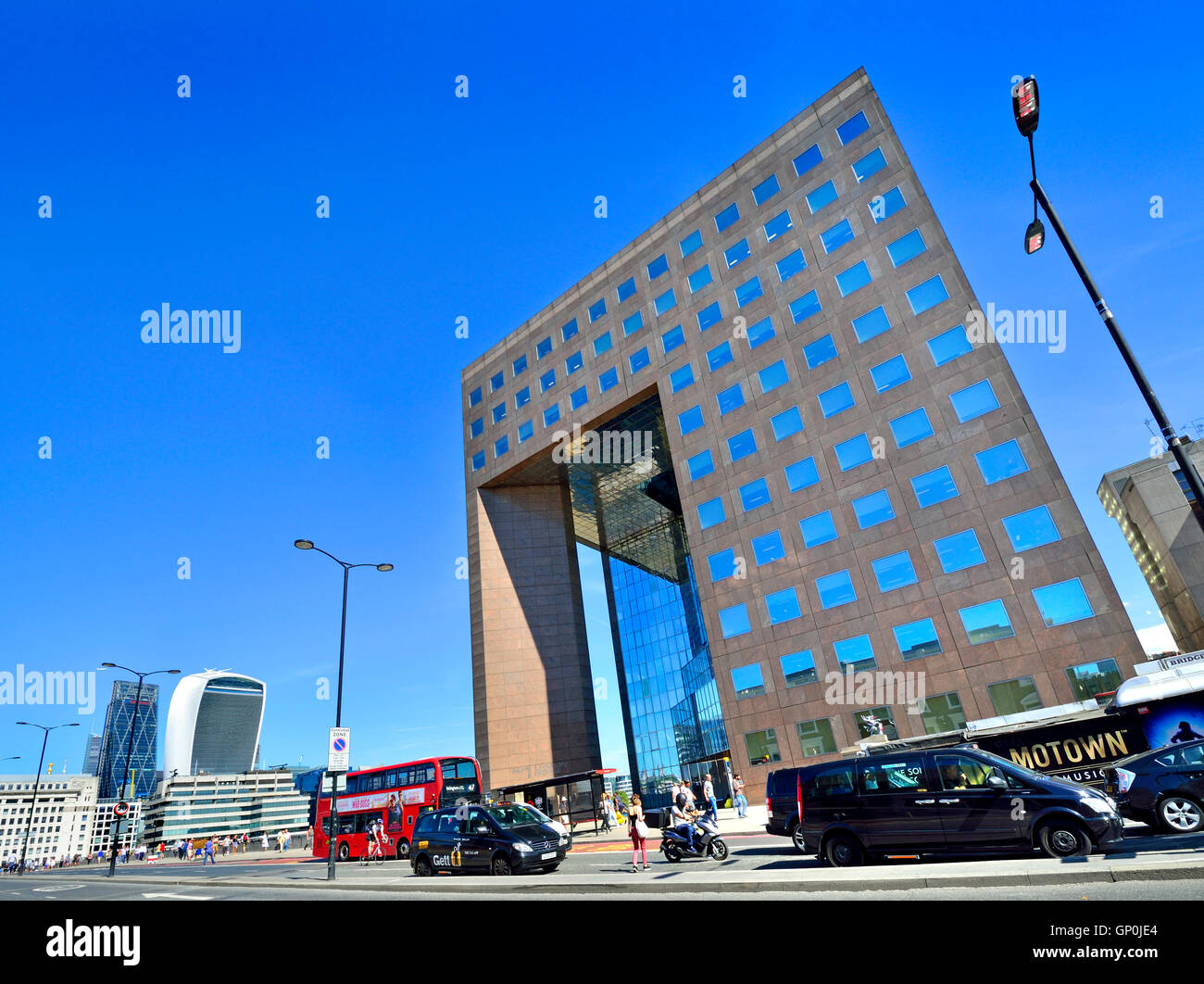 London, England, UK. No1 London Bridge office building. 20 Fenchurch Street - 'Walkie Talkie' building across the river Stock Photo