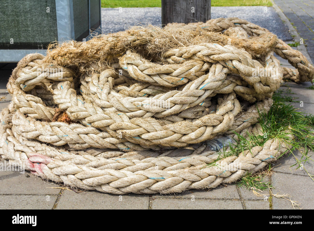 coil of natural fibre rope, landscape Stock Photo Alamy